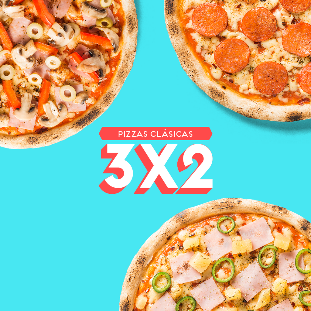 Promo 3x2 en Pizzas Clásicas